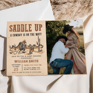 Rodeo Western Cowboy Baby Shower Photo Invitation