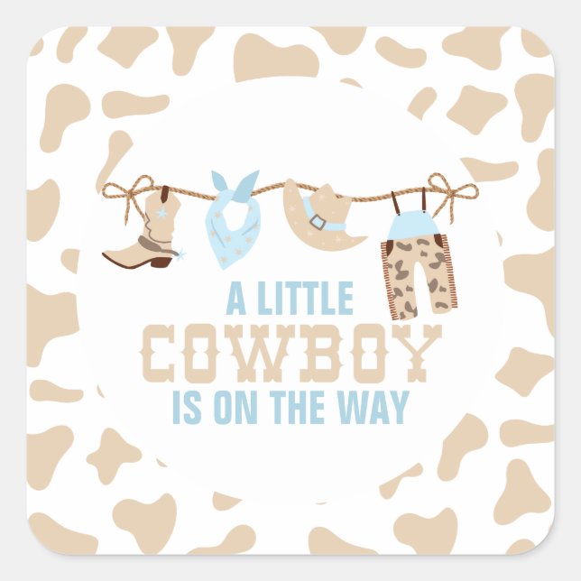 Rodeo Western Cowboy Baby Shower Square Sticker (Front)