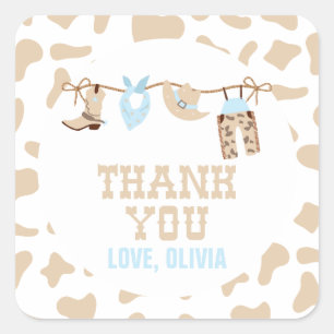 Rodeo Western Cowboy Baby Shower Square Sticker