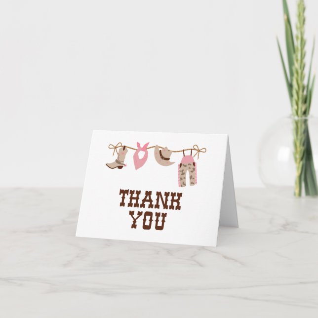 Rodeo Western Cowboy Baby Shower Thank You Card (Front)