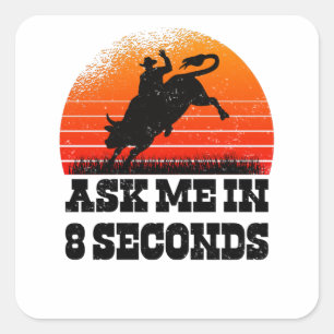 Rodeo Western Cowboy Wild West Retro Bull Square Sticker