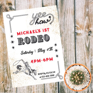 Rodeo Western Riding Cowboy Birthday  Invitation