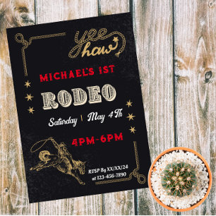 Rodeo Western Riding Cowboy Birthday  Invitation