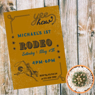 Rodeo Western Riding Cowboy Birthday  Invitation