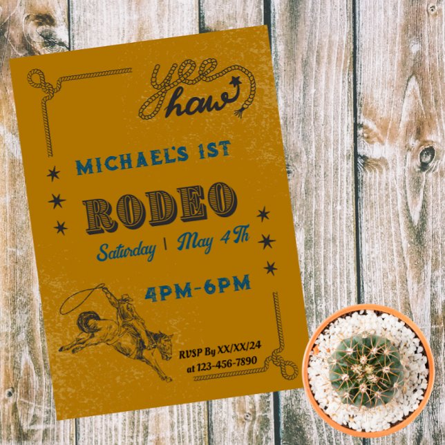 Rodeo Western Riding Cowboy Birthday  Magnetic Invitation (Creator Uploaded)