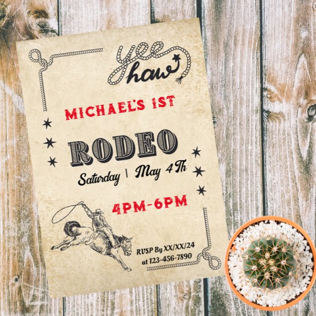 Rodeo Western Riding Cowboy Rodeo Birthday  Magnetic Invitation (Creator Uploaded)