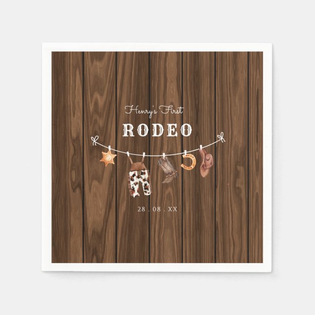 Rodeo Wild West rustic Western cowboy birthday Napkin (Front)