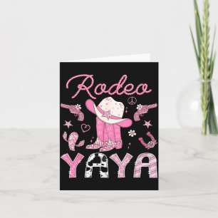 Rodeo Yaya 1st Birthday Pink Boots Disco Cowgirl Card