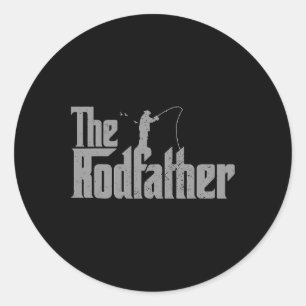 Rodfather Funny Fishing Lover Rod Fish Dad Fisherm Classic Round Sticker