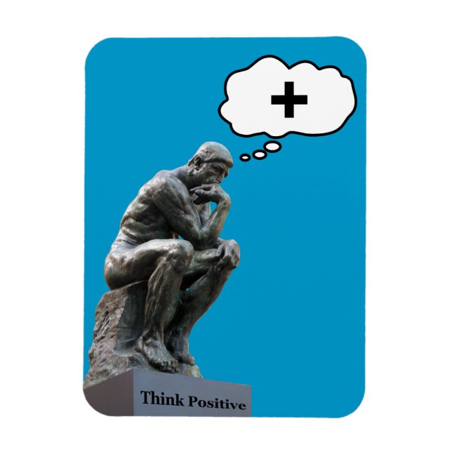 Rodin's Thinker Statue - Think Positive Magnet (Vertical)