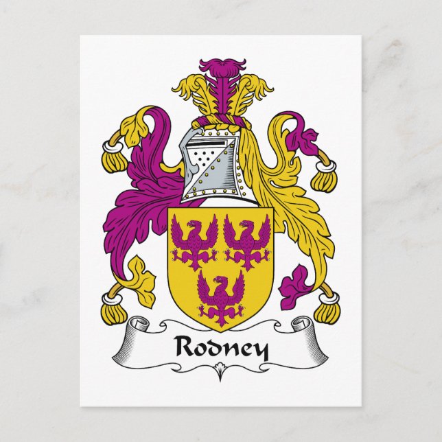 Rodney Family Crest Postcard (Front)