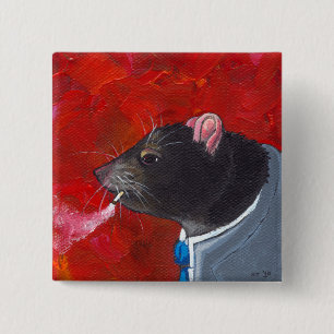 Rodney the Rat - business suit smoking unique art 15 Cm Square Badge