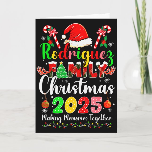 Rodriguez Family Christmas 2025 Matching Santa Hat Card (Front)