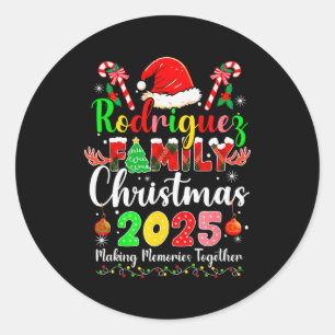 Rodriguez Family Christmas 2025 Matching Santa Hat Classic Round Sticker