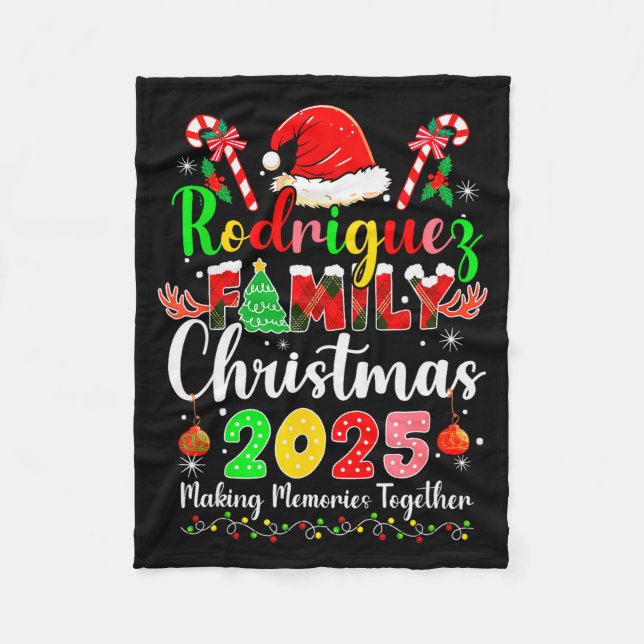 Rodriguez Family Christmas 2025 Matching Santa Hat Fleece Blanket (Front)
