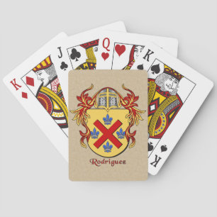 Rodriguez Heraldic Shield with Mantling Playing Cards
