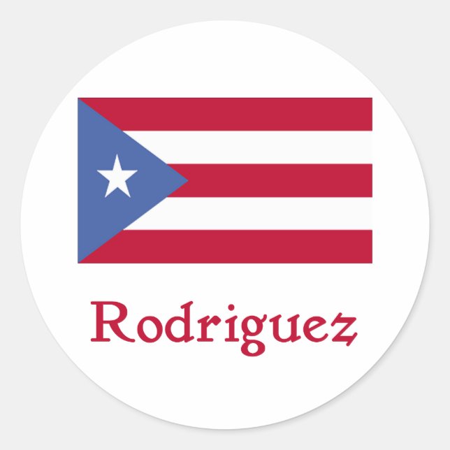 Rodriguez Puerto Rican Flag Classic Round Sticker (Front)