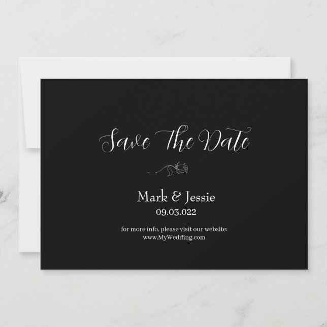 ROE Black & White Simple Wedding Save The Date (Front)