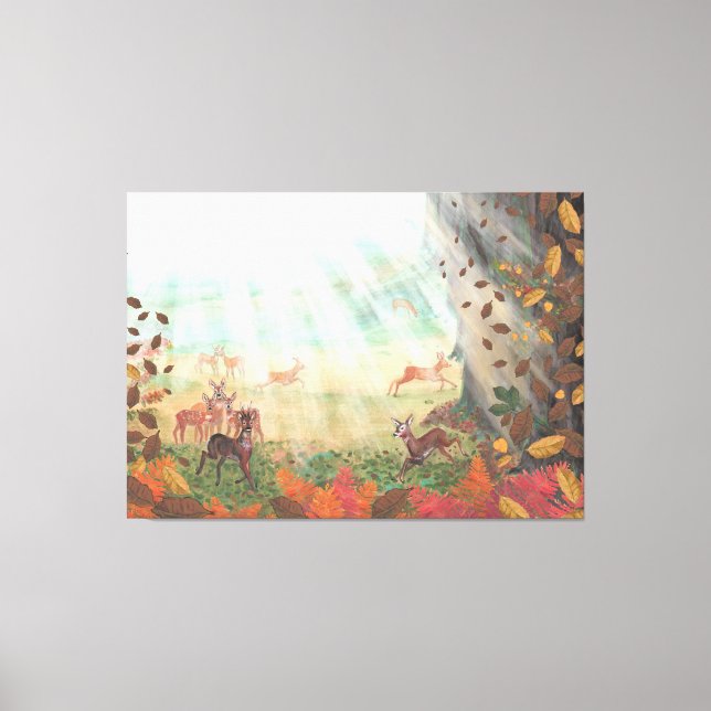 Roe Deer Capreolus capreolus in Forest Sunlight  Canvas Print (Front)