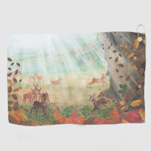 Roe Deer Capreolus capreolus in Forest Sunlight Golf Towel
