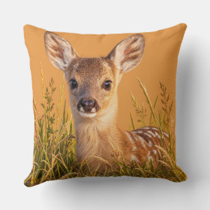 Roe Deer Fawn in Meadow Grass Cushion