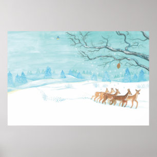 Roe Deer in a winter landscape  Poster