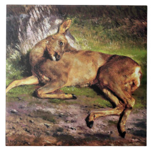 Roe Deer in the Forest (by Rosa Bonheur) Tile