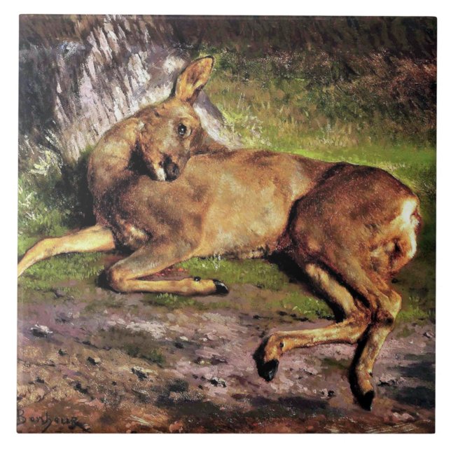 Roe Deer in the Forest (by Rosa Bonheur) Tile (Front)