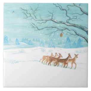 Roe Deer in Winter Bandanna Tile
