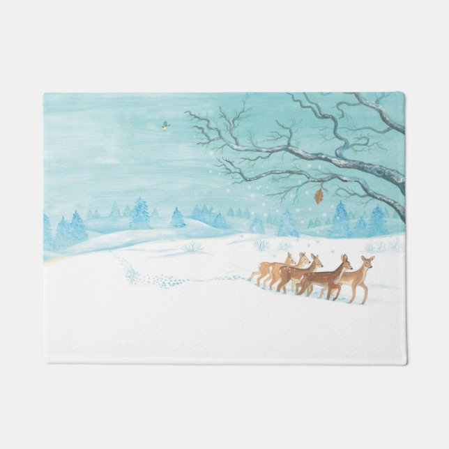 Roe Deer in Winter   Doormat (Front)