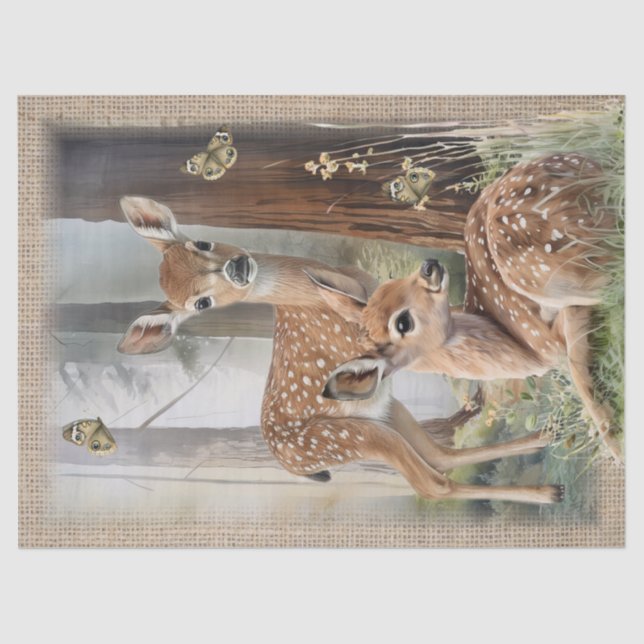 Roe Deer Redwood Forest Woodland Watercolor Tissue Paper (Front)