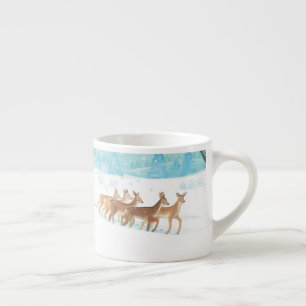Roe Deer winter snowy forest landscape Espresso Cup