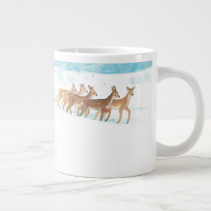 Roe Deer winter snowy forest landscape Large Coffee Mug