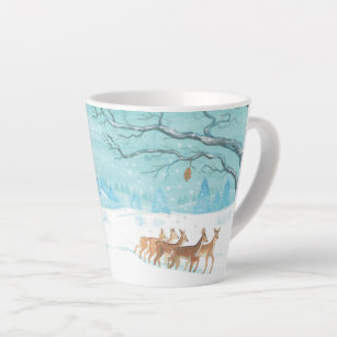 Roe Deer winter snowy forest landscape   Latte Mug