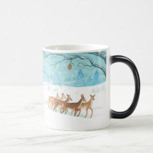 Roe Deer winter snowy forest landscape Magic Mug