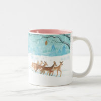 Roe Deer winter snowy forest landscape 