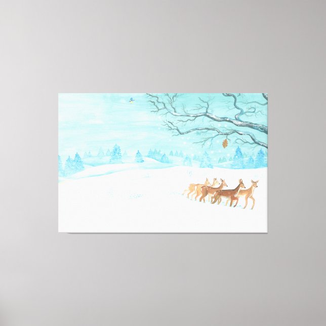 Roe Deer winter snowy landscape Canvas Print (Front)
