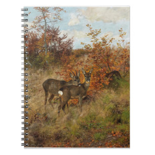 Roe Deer with Autumn Leaves Vintage Wildlife Notebook