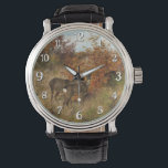 Roe Deer with Autumn Leaves Vintage Wildlife  Watch<br><div class="desc">"Roe Deer with Autumn Leaves" by Josef Schmitzberger is a captivating wildlife painting that beautifully captures the grace and elegance of a roe deer surrounded by warm autumn foliage. The delicate brushstrokes and rich earthy tones create a serene and nostalgic atmosphere, making this artwork a timeless choice for nature lovers....</div>