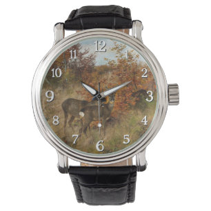 Roe Deer with Autumn Leaves Vintage Wildlife  Watch