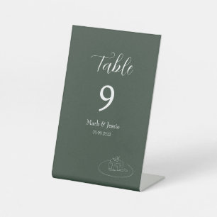 ROE Dusky Green & White Simple Wedding Pedestal Sign