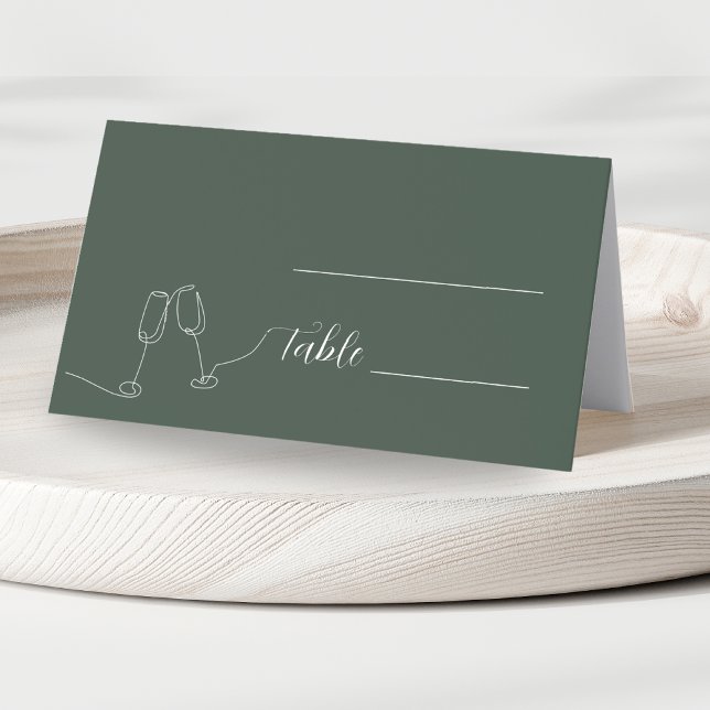 ROE Dusky Green & White Simple Wedding Place Card (Creator Uploaded)