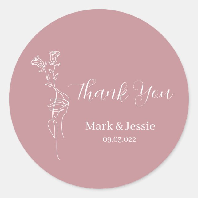 ROE Pink & White Simple Wedding Label (Front)
