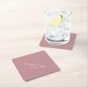 ROE Pink & White Simple Wedding Paper Coaster