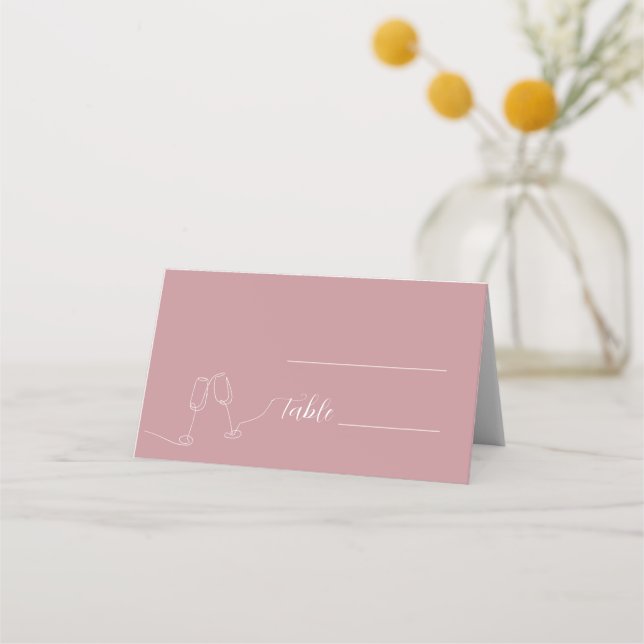 ROE Pink & White Simple Wedding Place Card (Front)