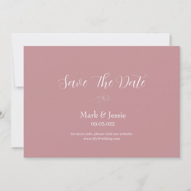 ROE Pink & White Simple Wedding Save The Date (Front)