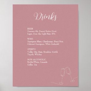 ROE Pink & White Simple Weeding Drinks Sign