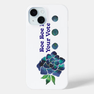 Roe Roe Roe Your Vote Blue Watercolor Rose iPhone 15 Case