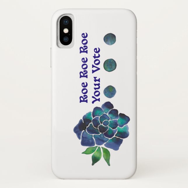 Roe Roe Roe Your Vote Blue Watercolor Rose Case-Mate iPhone Case (Back)