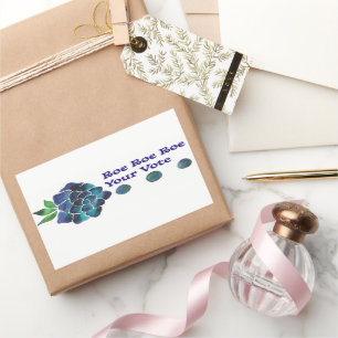 Roe Roe Roe Your Vote Blue Watercolor Rose Rectangular Sticker